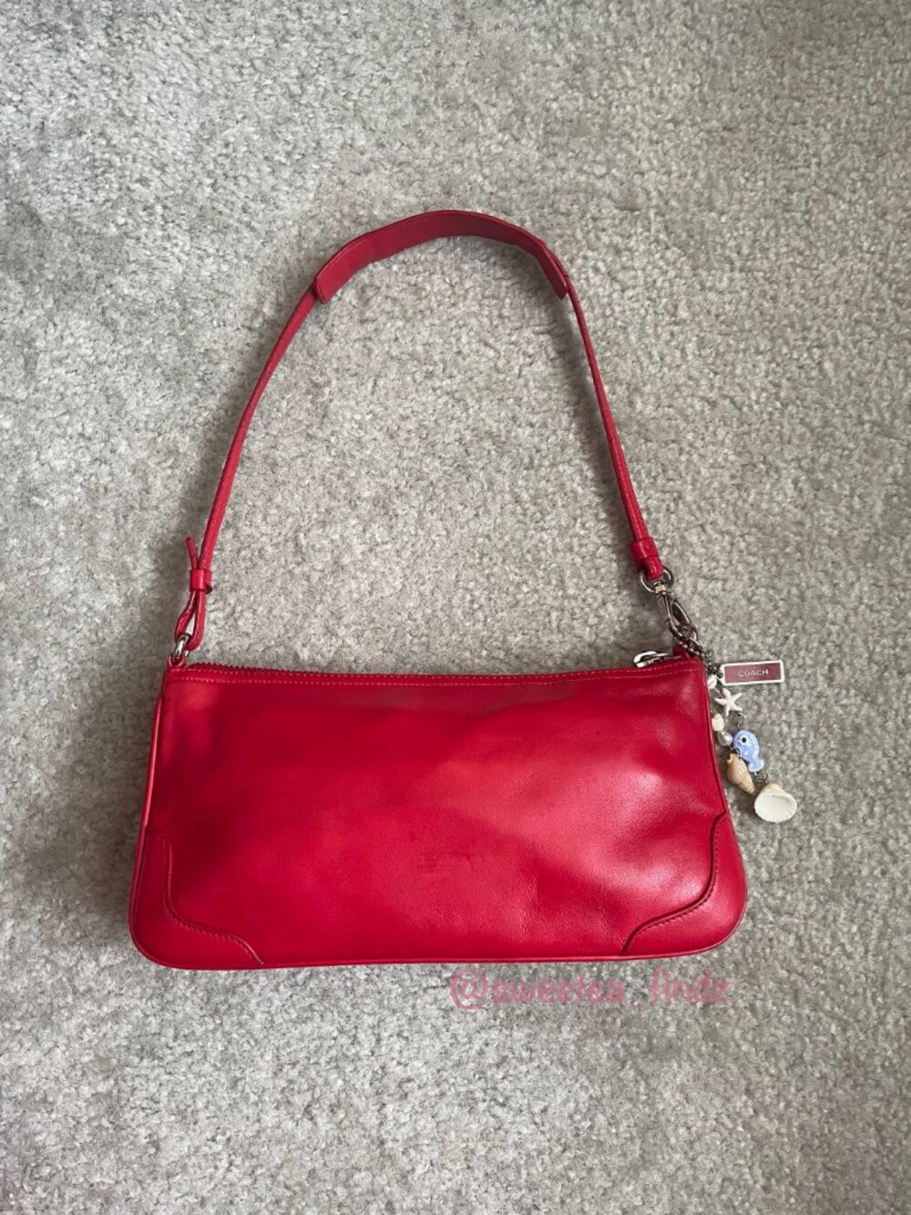Vintage Coach Y2K Cherry Red Lamb Nappa Mini Baguette Shoulder Bag 8314 🍒